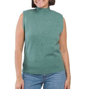 Elan sleeveless mock neck knit top dark green womens size small NWT